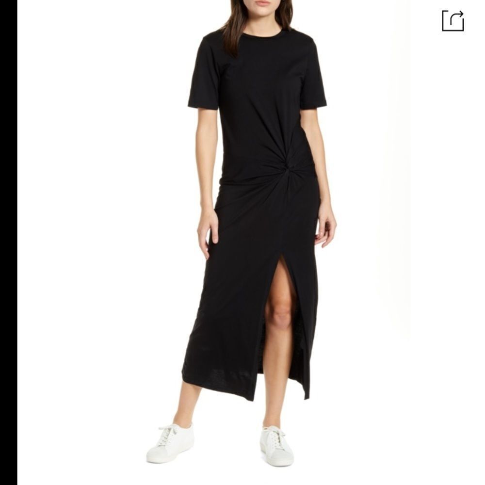 Stateside Women's Size M Twist T-shirt Maxi Dress In Black